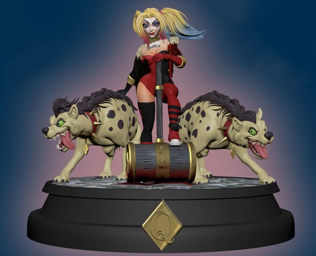 Harley Quinn chacals prêt impression femme harley quinn scélérat fille belle femelle joli mignonne diorama dc joker charme miniatures figurines batman personnage sculpture art 3D print model - Mito3D