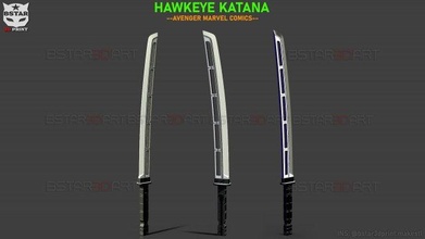 Hawkeye katana espada Clint Barton vingador maravilha histórias quadrinhos laminado samurai braton lâmina cosplay Falcão olho acessórios 3d print model - Mito3D