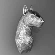 tête de bull terrier bijoux imprimable pendentif or la bête sauvage d'argent stl 3ds obj solide modèle chasse le trophée animal cnc haut 3d print model - Mito3D