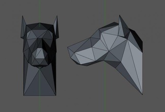 cabeça cão cachorro estatueta poligonal arte 3d print model - Mito3D