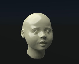 testa of ragazza 3d stampa modello in monete distintivi 3dexport carina bambino viso 3d print model - Mito3D
