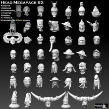 head megapack no 2 3d print model in figurines 3dexport warhammer 40k steampunk undead athlete blood bowl orc persian immortal musketeer knight armet sallet tabletop 28mm space marine imperial 3d print model - Mito3D