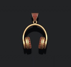 headphones pendant gems listening music wireless sound dj musical dance audio jewelry hip hop ice iced briliant stone gemstone gem diamond pendants 3d print model - Mito3D
