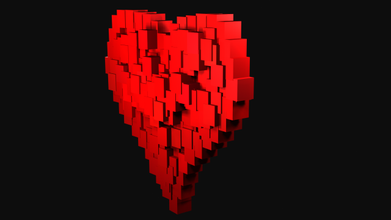 cuore 3d modello in 3dexport voxel scultura pixel distintivo ricompensa pixelato arte cubo colorato lego 3d print model - Mito3D