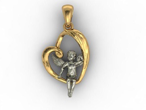 coeur pendentif ange l'ange flèche bébé chérubin les chérubins cupidon cœur joyau bijoux l'amour de la passion pendentifs saint-valentin 3d print model - Mito3D