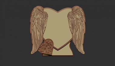 heart angel wings tombstone 3d print model in signs logos 3dexport cnc cncmodel memorial monument dead tomb grave gravestone cemetery graveyard death hearth carve roses rose 3d print model - Mito3D