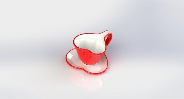 kalp Fincan fincan tabağı dekor kalp Fincan fincan tabağı 3d print model - Mito3D