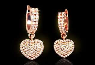 cuore penzolare orecchini 3d stampa modello in 3dexport gioiello gioielleria jewelrydesign orecchino penzola diamante 3d print model - Mito3D