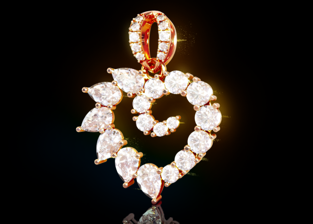 cuore diamante pendente gioielleria gioiello collana jewelrydesign jewelrymodel pendant necklace 3D print model - Mito3D
