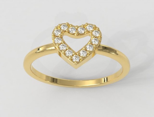heart diamond ring 3d print model in rings 3dexport gold jewelry pauloranieri trendy fashion modern silver letter love heart-ring love-ring diamond-ring classic-ring diamond-heart 3d print model - Mito3D