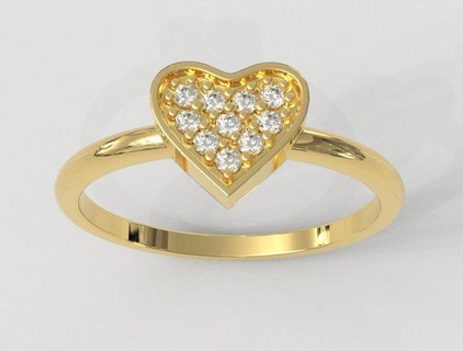 cuore diamante squillare anelli oro gold ring gioielleria jewelry rings paulorani moda moderno argento diamond heart pave amore love 3d print model - Mito3D