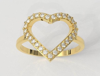 cœur diamant bague anneaux or gold ring bijoux jewelry rings paulorani branché mode moderne argent diamond l'amour love heart 3d print model - Mito3D