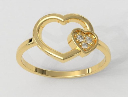 heart diamond ring rings gold jewelry pauloranieri trendy fashion classic modern silver love engagement hearts valentine printablering 3d print model - Mito3D