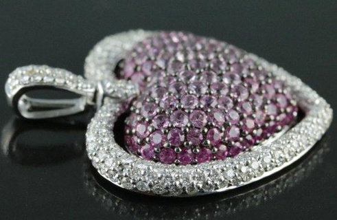 heart double line diamond pendant 4 pendants 3d crown charm antique luxury rapper hiphop jewelry necklace gemstone elegant celebrity style jewellery bling gem urban 3d print model - Mito3D