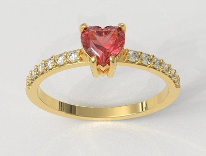 kalp değerli taş yüzük yüzükler altın gold ring takı jewelry rings paulorani 39 ye modaya uygun moda modern gümüş gemstone klasik classic heart diamond Aşk love genç 3d print model - Mito3D