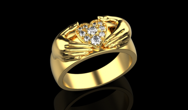 corazón mano anillo joyería joya impresión 3dprinted imprimible anillos diseño dorado Moda oro plata Boda diamante lujo 3d print model - Mito3D