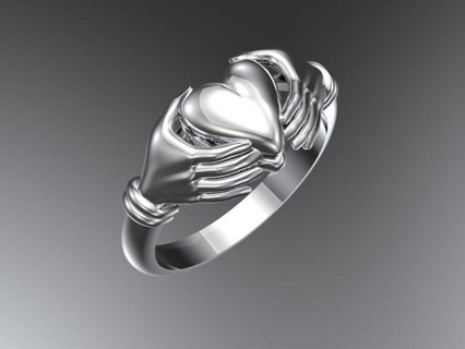 heart hands ring rings jewelry hand printable gold 3d print model - Mito3D