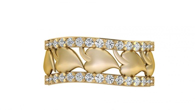 corazón de la hoja anillo diamantes joyería precioso lujo el diamante los moda oro platino joya imprimible plata gem cóctel amor banda brillante anillos 3d print model - Mito3D
