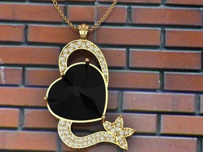 Herz-onyx-Anhänger gold gem Edelstein ring Ohrring - Medaille onyx Herz Anhänger Juwelier 3d print model - Mito3D