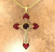 cuore pendente gioielleria gioiello argento oro diamante attraversare cristiano pietra preziosa brillante fashion and beauty stampabile 3d print model - Mito3D