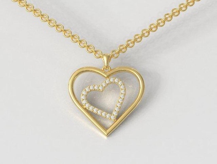 kalp kolye paulorani 39 ye modaya uygun moda modern gümüş Aşk love pendant heart kalpler elmas diamond necklace 3d print model - Mito3D