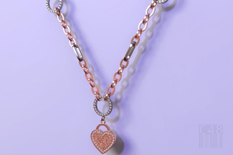 heart pendant chain jewelry jewel gold silver diamond stl obj cnc gems stones fashion print metal style link love printable 3d print model - Mito3D