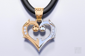 coeur pendentif en diamants bijoux cœur les ornement de la conception pierre précieuse cire imprimable style mode d'impression gem l'amour 3d print model - Mito3D