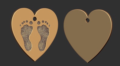 heart pendant footprint jewel jewells jewellery love foot print fingerprints zbrush cnc printable 3dprintable locket charm romantic symbol valentine jewelry 3d print model - Mito3D