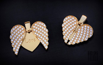 colgante de corazón las alas los diamantes la joyería el amor diseño piedras preciosas cera cnc imprimible estilo moda impresión alado oro plata 3d print model - Mito3D