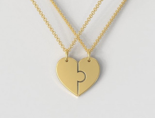 kalp bulmaca kolye 3d yazdır model in kolyeler 3dexport aşk dostluk altın paulorani 39 ye takı gümüş arkadaşlar jewelry necklace heart love pendant puzzle 3d print model - Mito3D