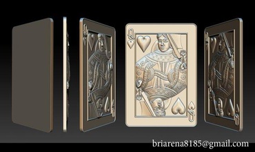 heart queen playing card pendant sculpture silver gold jewelry jewellery wild beast necklace pendants jack king poker casino roulette game diamond enamel 3d print model - Mito3D