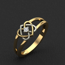 corazón anillo 3d impresión modelo in anillos 3dexport diamond ring gold14k mujer joyería joya amor corazon 3d print model - Mito3D