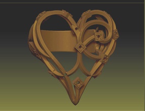 heart ringt biomechanical 3d printing stl printig ring jewellery print 3d print model - Mito3D
