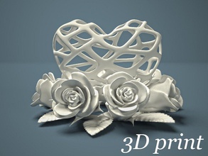 heart roses 3d print model in 3dexport rose souvenir gift love flower desktop grid 3d print model - Mito3D