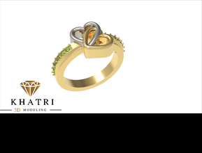 heart shape dual ring free 3d print model in rings 3dexport jewelry gold silver apparel indian style stl printable printing 3dmodel two 3d print model - Mito3D