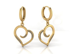 en forme de coeur boucles d'oreilles or bijoux shining précieux luxe brillant la mode et beauté des d'argent l'amour cœur romance 3d print model - Mito3D
