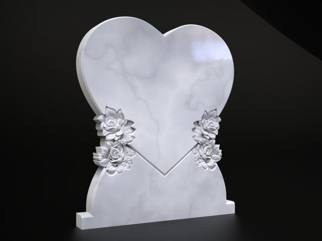 kalp şekilli mezar taşı işaretler logolar cnc anıt mezarlık oymak dindar gravür Hıristiyan güller şekil stl 3d Artcam 3D print model - Mito3D