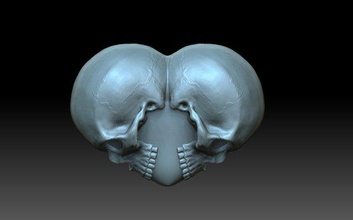 heart skulls skull scull love skeleton cupid cherubim valentinesday valentine pedant jewelry 3d print model - Mito3D