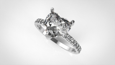 heart stone engagement ring 3d print model in rings 3dexport diamond jewelry 3dmodel wedding 3d print model - Mito3D