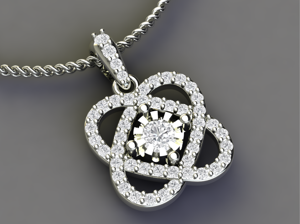 Herz-Stil pave Anhänger Schmuck diamond gem Schönheit Frau Mädchen Mode uniq gold Silber weiß 3D print model - Mito3D