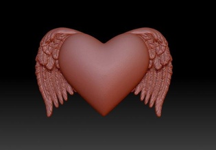 coração asas namorados amar Amado amantes pedante joalheria 3d print model - Mito3D