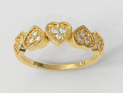 corazones diamante anillo anillos oro joyería joya paulorani moda Moda moderno plata amor corazón banda compromiso encantador 3d print model - Mito3D