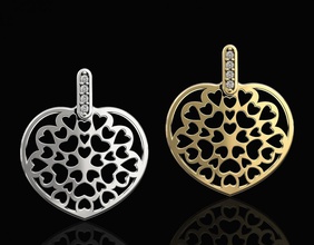 kalpler kolye kalp 3d yazdırılabilir stl altın Gümüş platin sterling taşlar moda parlak kadınlar şık mücevher aşk kuyumcu valentine 3d print model - Mito3D