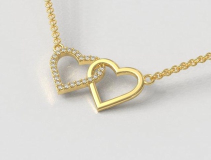cœurs Collier colliers or gold ring bijoux jewelry rings paulorani branché mode moderne argent cœur l'amour pendentif love necklace heart 3d print model - Mito3D