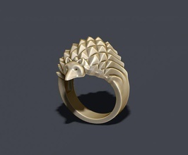 hedgehog ring 3dm apparel cad diamond gold jewel jewellery jewelry male men nature obj printable rhino rings silver stl zbrush 3d print model - Mito3D