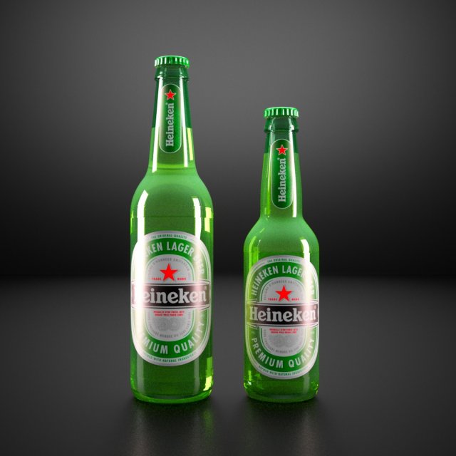 heineken bottle beer 3d model in beverage 3dexport netherland alcohol drink drunk water transparent cap lid green crate glass pub food 3D print model - Mito3D