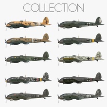 heinkel he 111 mega collezione 3d modello in bombardiere 3dexport tedesco aereo aeromobili durante seconda guerra mondiale ww2 storico reich luftwaffe 3d print model - Mito3D