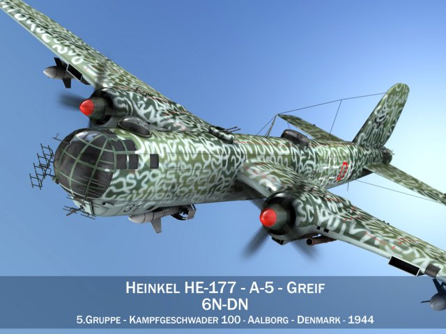 heinkel he 177 5 greif 6ndn Greif Bomber Flugzeug Luft Kämpfer Luftwaffe Deutsche Deutschland deutsches reich Krieg wwii ww2 ruhrstahl 3D print model - Mito3D