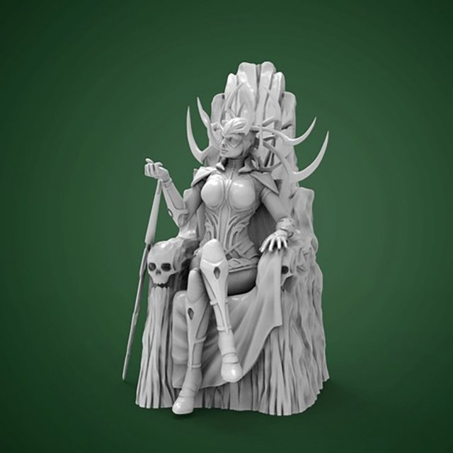 Hela trône prêt impression femme Thor Ragnarok merveille odin Asgard Loki déesse casque personnage 3d 3dprint reine art statue figurine sculptures statues figures vengeurs 3D print model - Mito3D