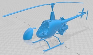 helicóptero robinson r22 vermelho imprimível 3d impressão modelo in automotivo 3dexport rc passatempo micro voar escala 3d print model - Mito3D